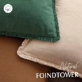 thumbnail image 3 of Set of 2 Decorative Linen Fringe Throw Pillow Covers Cozy Boho Farmhouse Cushion Cover with Tassels Soft Accent Pillowcase for Couch Sofa Bed Living Room Home Decor, 20×20 Inch, Pine Green, 3 of 6