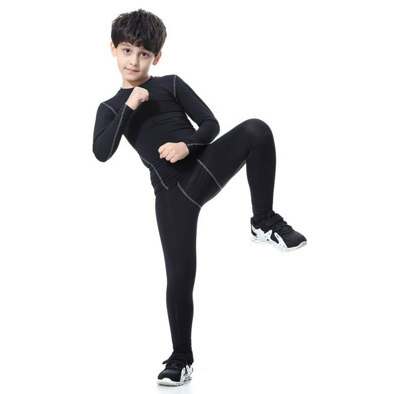 Boys Compression Leggings Pants Youth Thermal Fleece Base Layer Tights Cold Heat Gear - Walmart.com