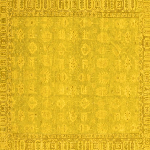Ahgly Company Indoor Square Abstract Yellow Modern Area Rugs, 7' Square