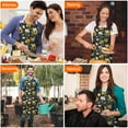 thumbnail image 4 of Black Multicolor Flower Sunflower Pattern Apron-Garden Aprons for Women with Pockets-Cotton Linen Waterproof Kitchen Cooking Gardening Aprons Adjustable for Kitchen,Cooking,BBQ and Salon 33x27 Inch, 4 of 7