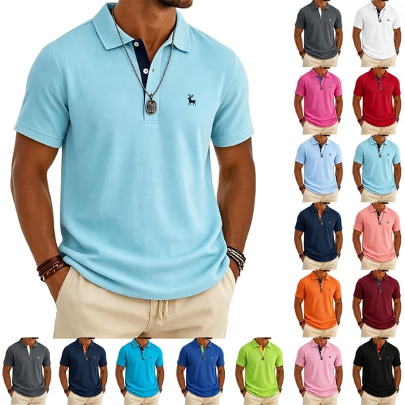 Polo Shirts for Men Short Sleeve Golf Shirts Moisture Wicking Casual Collared Tennis T-Shirt, S