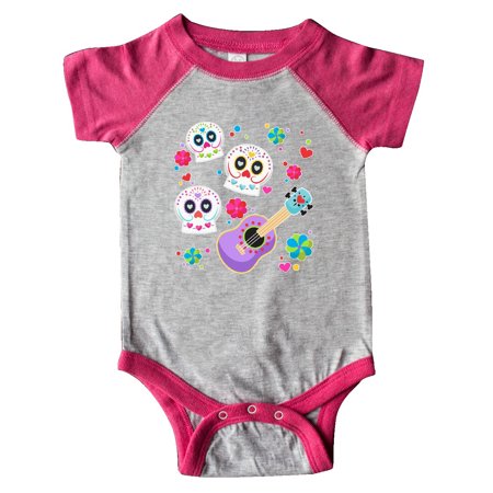 

Inktastic Day of the Dead Owl Sugar Skulls and Guitar Gift Baby Boy or Baby Girl Bodysuit