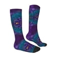 thumbnail image 3 of Picia Women Crew Soft Moisture-wicking Socks Purple and Green Glitter Pattern Design Cotton Socks, One Size fit All, 3 of 9