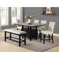 thumbnail image 3 of Beige Fabric Linen Counter Height Dining Bench with Tufted Seat, 3 of 3
