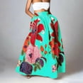 thumbnail image 2 of Women's High Waist Floral Print Maxi Skirt with Pockets A-Line Long Flowing Summer Casual Skirt for Beach or Daily Wear Turquoise XL, 2 of 5
