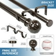 thumbnail image 3 of Urbanest Fluted Ball Flat Button 1" 3/4" Double Drapery Curtain Window Rod Set - 28" to 48", Bronze, 3 of 6