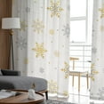 thumbnail image 4 of Christmas Semi Sheer Curtains 84 Inch Length 2 Panels Set, Yellow Grey Winter Snowflake Rustic Sheer Kitchen Curtain Privacy Voile Window Curtain for Living Room Bedroom Rod Pocket Drapes, 4 of 7