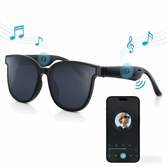 AI Smart Glasses for Man & Women, Wireless Bluetooth  Music Sunglasses with Speaker safety smart glasses,400 UV Protection and Voice Control  & Open-Ear,IPX4 For Working travel driving