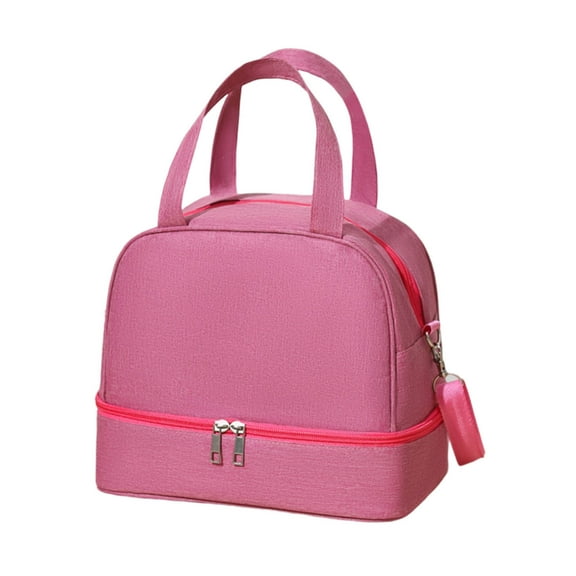 Vacemry Under $5 Double Layer Lunch Bag, Large Capacity Insulated Food Carrier, Thermal Picnic Cooler Bag with Handles, Leak Proof Meal Tote for Office School Outdoor