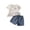 0-White&225, variant on Tiijoy Girls Outfits 3D Flower Ruffle Short Sleeve T-Shirt Denim Shorts Set, Sizes 4-5