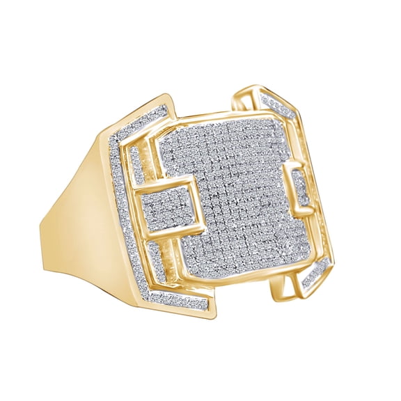 AFFY 0.65 Carat Round White Natural Diamond Cluster Anniversary Ring 14K Yellow Gold Over Sterling Silver Ring Size-9