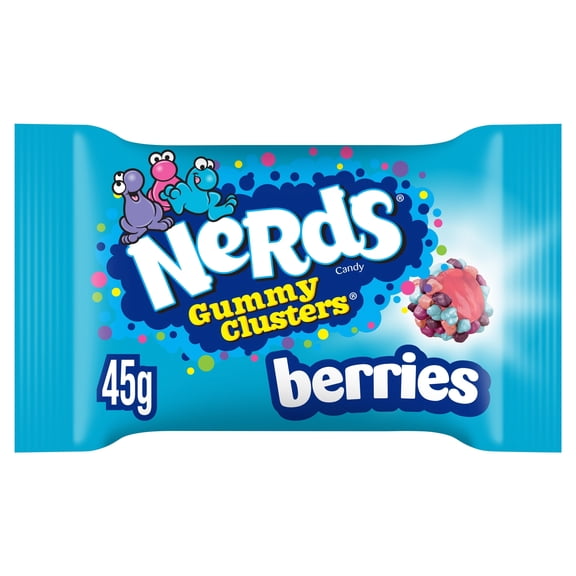 Nerds Candy Sweets Gummy Clusters Bag Berries 45g, Imported from Britain