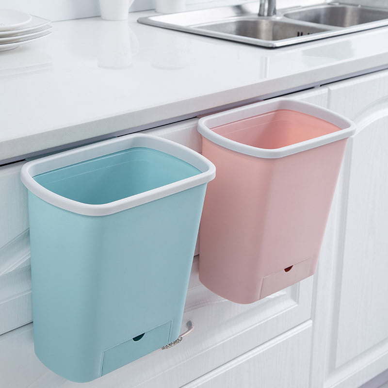 melupa Hanging Trash Can for Kitchen Cabinet Door Trash Bin Small Compact Garbage Can Attached to Cabinet Door Kitchen Drawer Bedroom Dorm Room Car Waste Bin