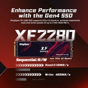 KingSpec XF 2280 2TB NVMe Gen4 SSD - 4800MB/s، M.2 PCIe 4.0 SSD مع فلاش NAND ثلاثي الأبعاد، محرك أقراص الحالة الصلبة الداخلي للكمبيوتر المحمول/سطح المكتب/PS5