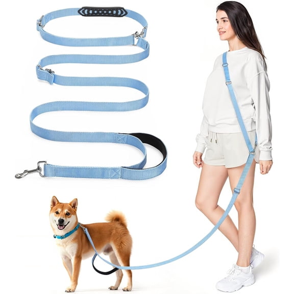 8.5ft Hands Free Dog Leash Adjustable for Medium Dogs, Blue