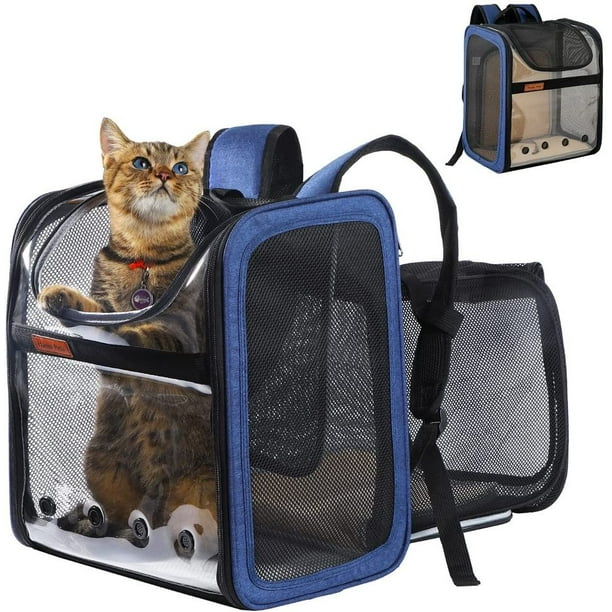Mochila transportadora de mascotas expandible para perros pequenos gatos medianos de menos de 18 lb bolsas de viaje plegables transpirables de malla