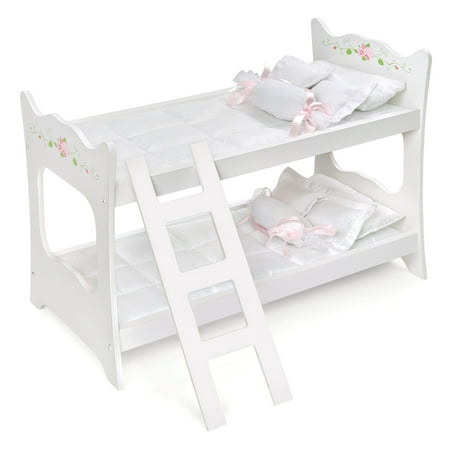 Badger Basket Doll Bunk Bed With Ladder And Bedding White