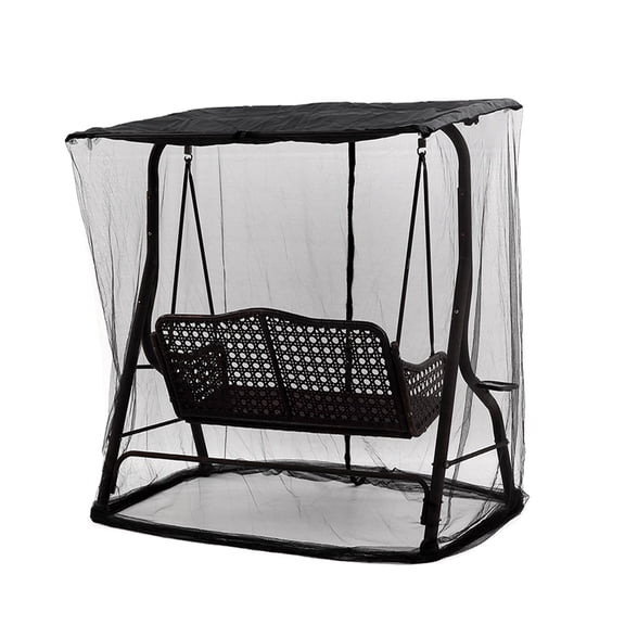 Patio Swing Mosquito Netting for 2-3 Seater Swing, Outdoor Mesh Screen with Zipper Opening and Roof Waterproof Tent,1.25x1.85x2.05 m (Net Only)