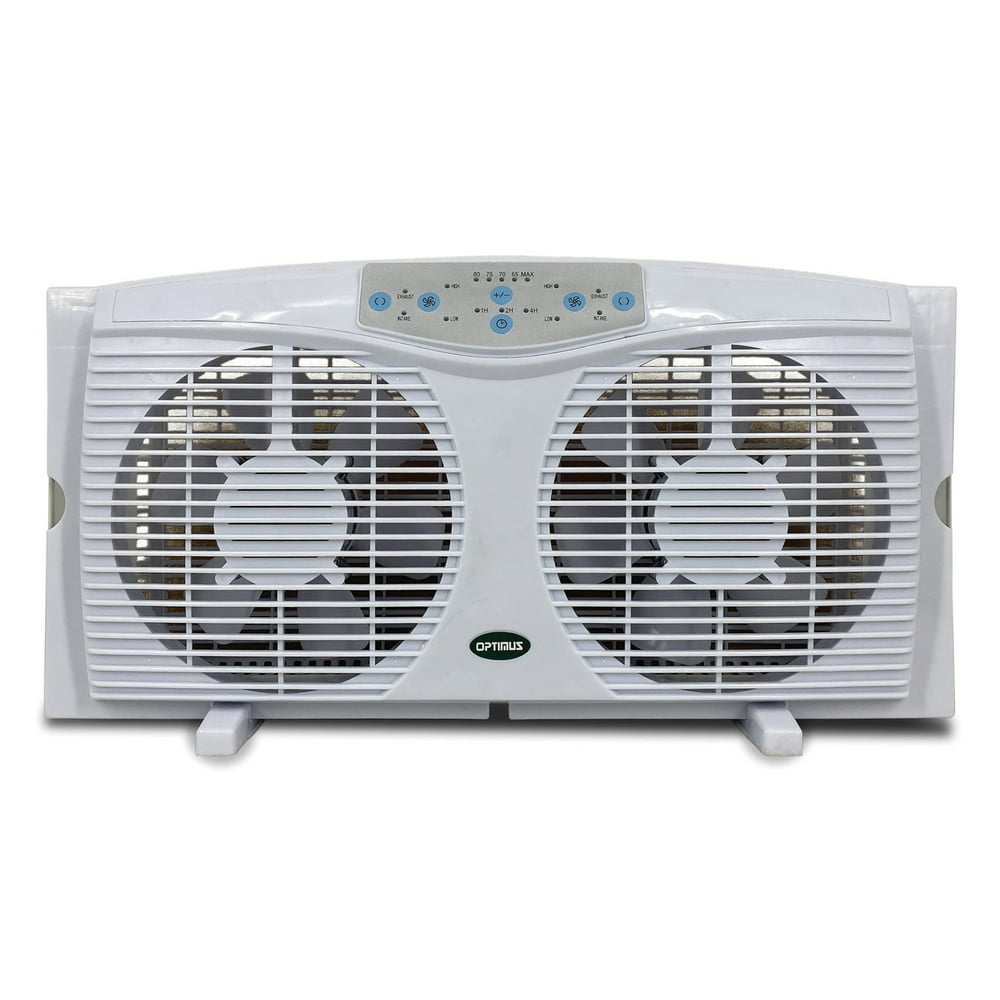 Optimus F5286 8" Reversible Twin Window Fan with Thermostat Walmart