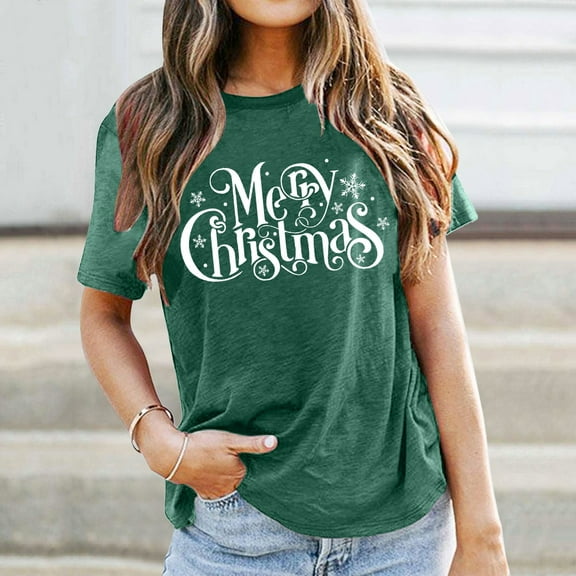 Women's Christmas Lights Graphic Tees Merry Christmas T-Shirt