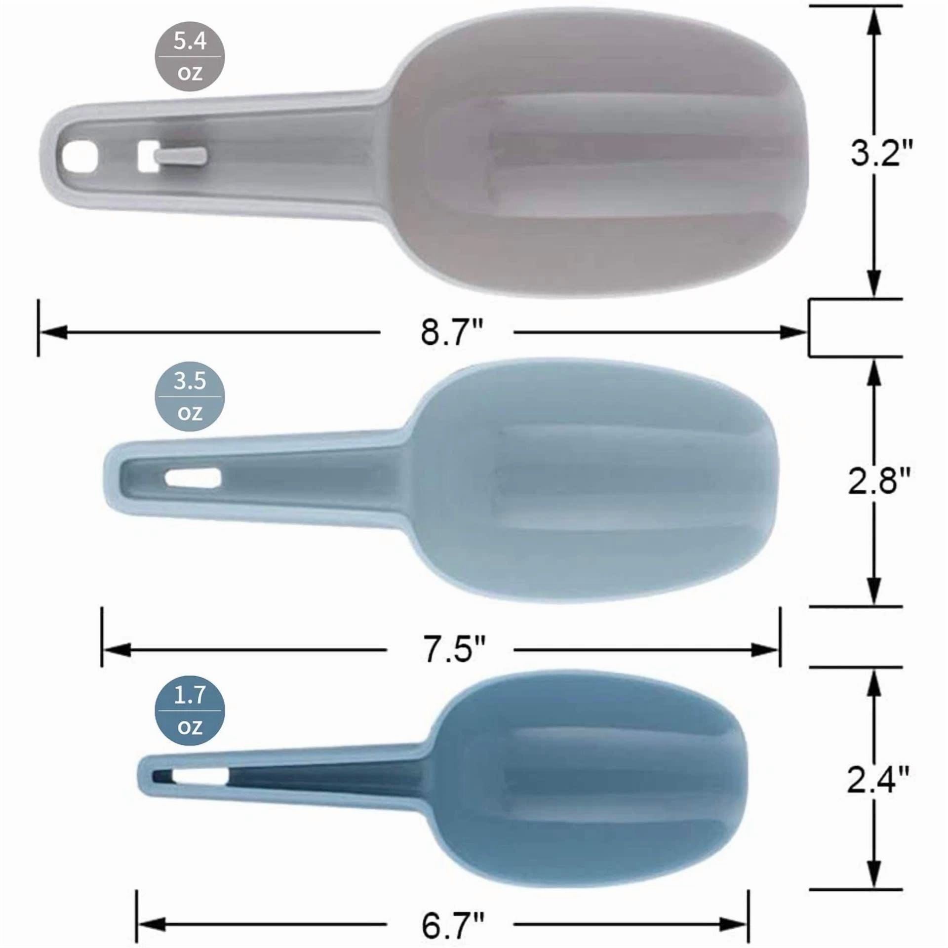 CRESTIN- Ice Scoop Set Of 3, Multi-Purpose Plastic Kitchen Scoops Bar Scooper F