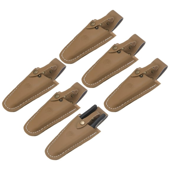 6-Pack Garden Pruner Sheath, Portable PU Leather Pruning Shears Sheath Pliers Holder for Belt [Yellowish Brown]