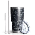 thumbnail image 2 of 30oz Black White Dinosaurs Fossils Pattern Tumblers Stainless Steel Tumbler with Lid and Straw,Vacuum Insulated Double Wall Travel Tumbler Cups Mug with Cleaning Brush for Coffee,Tea, 2 of 7