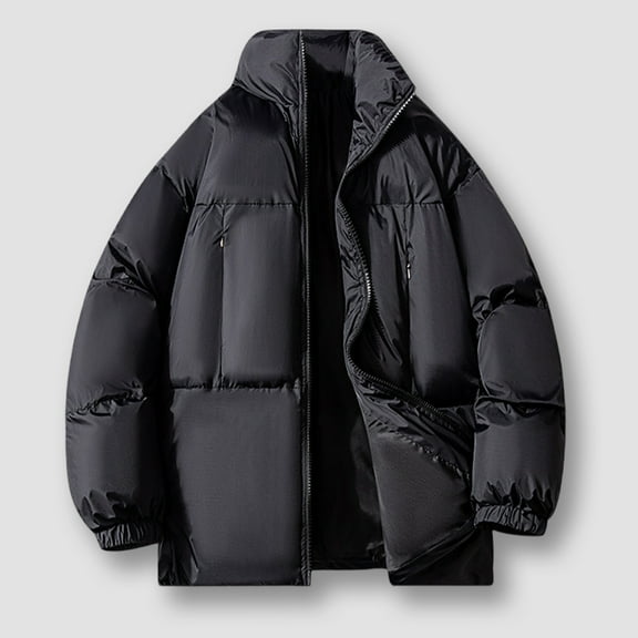 Maoxin Jackets for Men Fashionable Men's Solid Color Long Sleeve Hoodless Casual Outwear Jackets Black 3XL