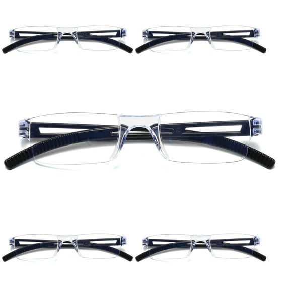 5 Pairs Men Women Rimless Reading Glasses Blue Light Blocking Unisex Reader 0.75