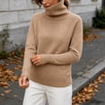 thumbnail image 7 of Kaemgyyd Women's Turtleneck Sweaters Fall Fitted Long Sleeve Basic Tops Fashion Knitted Layering Outfit（Khaki,XX-Large）, 7 of 7