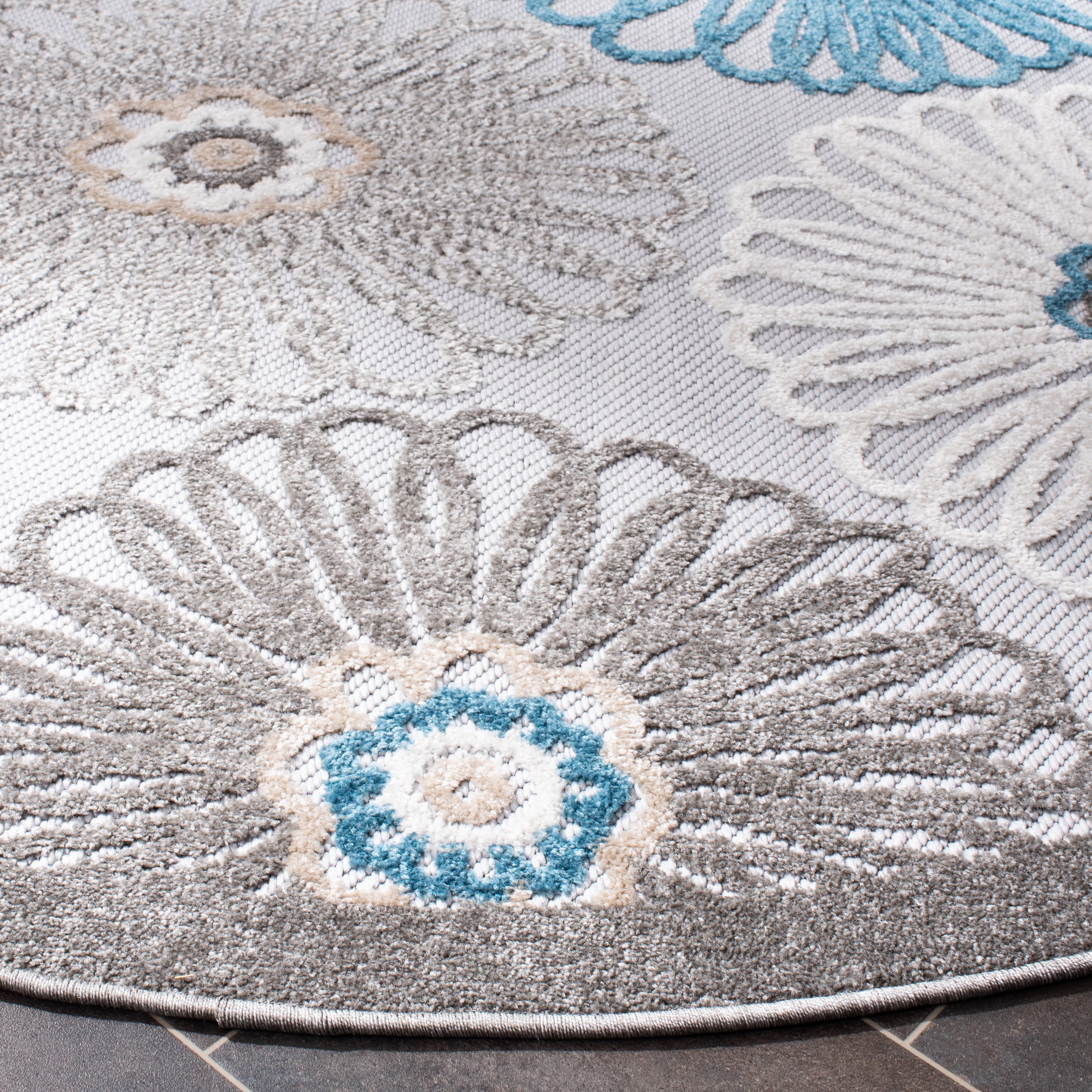 SAFAVIEH Cabana Anuki Beige/Blue 2'2"X9' Runner Indoor/Outdoor Area Rug Beige/Blue, 4'5" x 6'5"