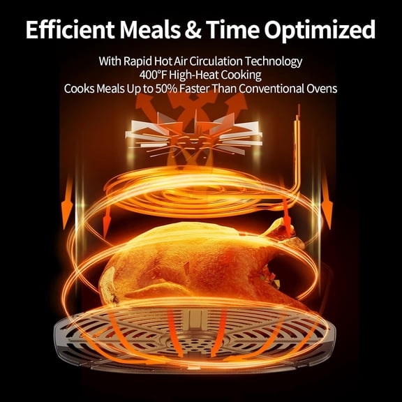 XKV 5.8 QT Digital Air Fryer with Window, Nonstick PFAS-Free, Touchscreen, 160-400F Precise Temp Control for Kitchen