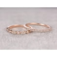 thumbnail image 4 of 1.00 Carat 2 pcs man made diamond moissanite Wedding Ring Set Stacking Curved Design art deco Ring set in Sterling Silver and 18k Rose Gold Plating, 4 of 7