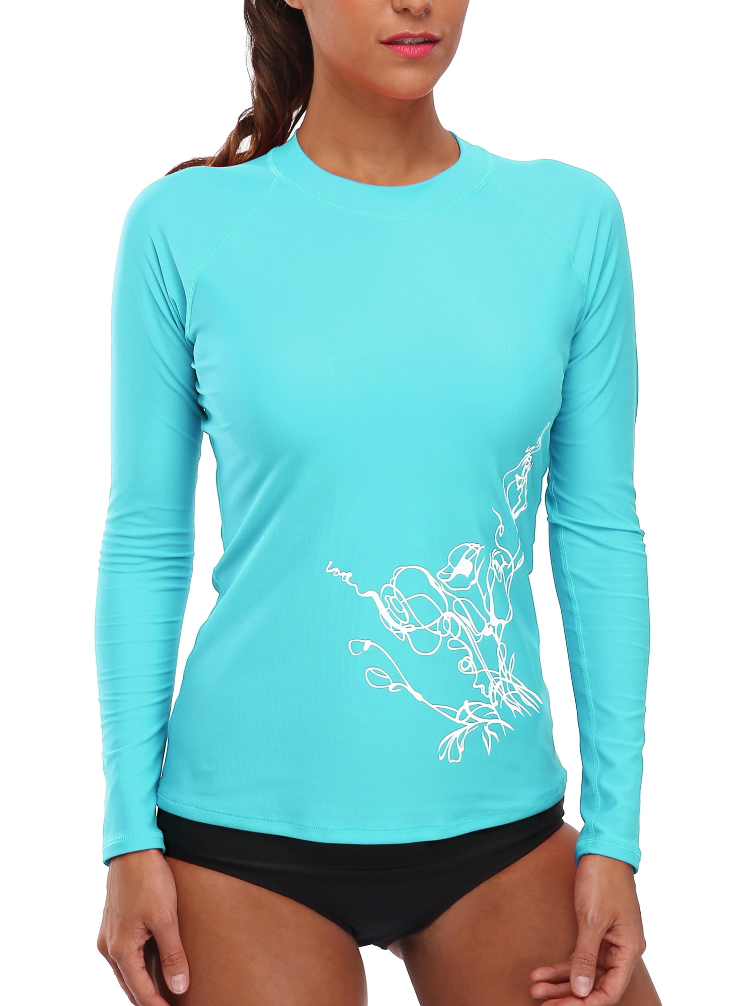 Beautyin Women S Rash Guards Swimwear Top Long Sleeves Sun Protection Shirt Walmart Com
