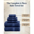 thumbnail image 4 of LANE LINEN Everyday Essential 6 Pc Towel Set - 100% Cotton, Apartment & Dorm Ready, Quick-Drying Comfort - Navy, 4 of 8