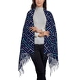thumbnail image 3 of ZNDUO Maze Stripes Lines Blue Pattern Pashmina Shawls，Wraps Winter Warm Soft Scarf for Women, 3 of 8