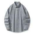 thumbnail image 2 of Wyobmus Mens Striped Button Down Shirt Oversized Long Sleeve Lapeled Blouse Casual Drop Shoulder Y2K Shirts M-4X Gray, 2 of 4