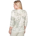 thumbnail image 2 of Alfred Dunner Womens Floral Tonal Border Embellished Neck Top, 2 of 4