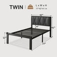 thumbnail image 6 of Einhomn Twin Size Metal Platform Bed Frame,Faux Leather Button Tufted Headboard&12" Underbed Storage, No Box Spring Needed, Easy Assembly, Black, 6 of 7