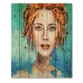 thumbnail image 3 of Designart 'A Woman Face With Red Hair And Green Eyes' Modern Print on Natural Pine Wood, 3 of 5