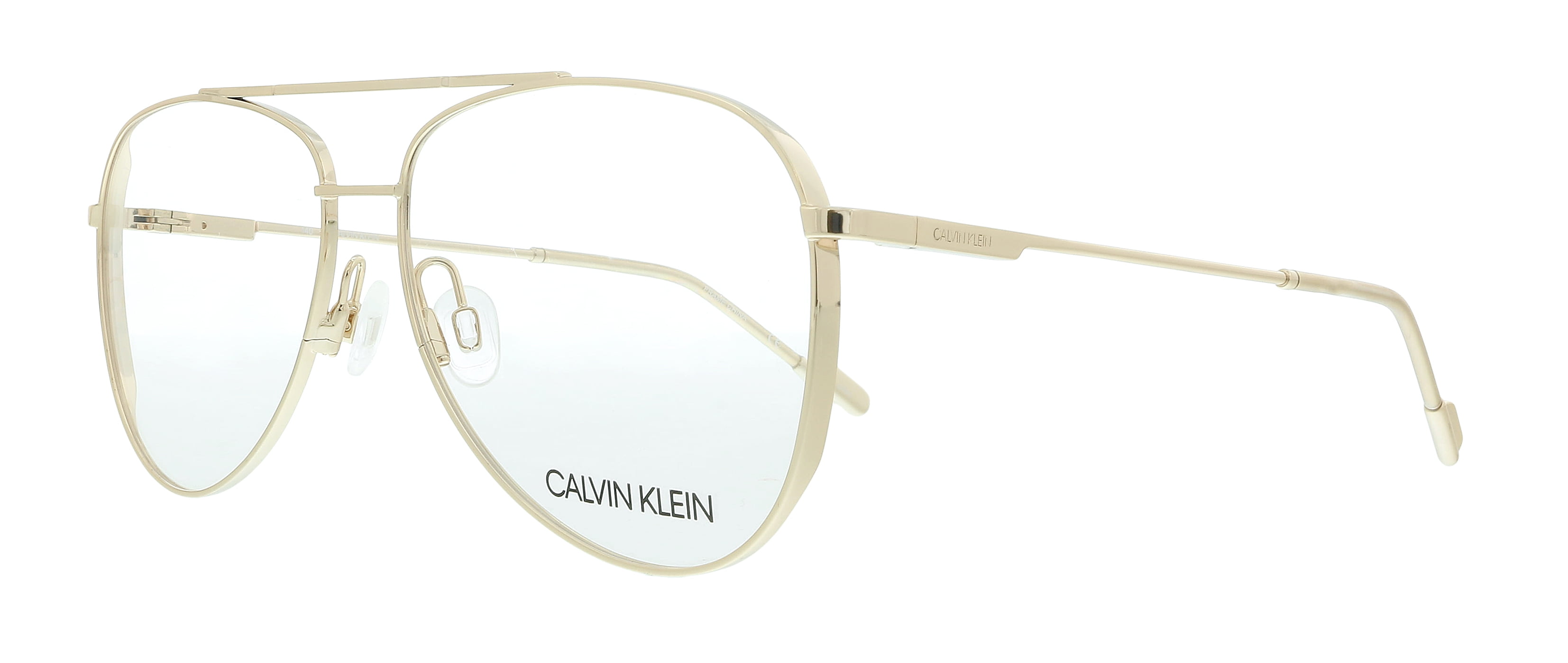 Calvin Klein CK21100 717 Shiny Gold Aviator Eyeglasses for Unisex -  