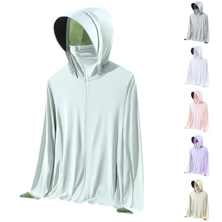 HVOBTTY Women s Fashion Clothing Rain Jacket Women Woman Casual Solid Sports Hooded Long Sleeve Zipper Sun-proof High Elastic Green XXL