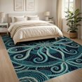thumbnail image 3 of ODIKA 8'x10' Washable Area Rug Octopus Animals Nautical Tentacle Spiral Abstract Ocean Navy Flowing Dynamic for Living Room, Under Sectional, Family , Durable, Non-Slip, 3 of 7