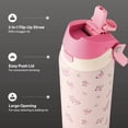 thumbnail image 3 of TAL 32oz Stainless Steel 2-in-1 Water Bottle with Straw and Chug Lid, Pink Flowers, 3 of 9