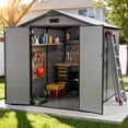 thumbnail image 2 of WUKHG 6x8FT Resin Shed with Floor, Weather-Resistant Plastic Garden Shed for Backyard, Waterproof UV-Proof Outdoor Storage Shed for Tools, Bikes & Equipment, 2 of 9