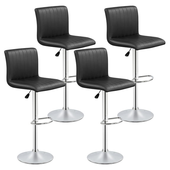 Gymax Bar Stools Set of 4 Adjustable Swivel Barstools w/Back & Footrest for Kitchen