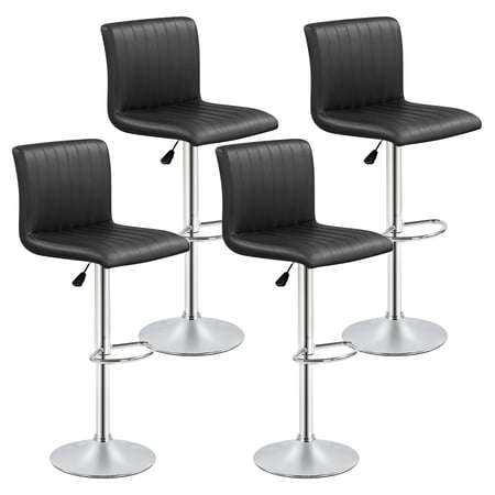 Gymax Bar Stools Set of 4 Adjustable Swivel Barstools w/Back & Footrest for Kitchen