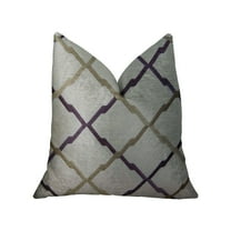 Plutus PBRAZ180-2626-DP Valencia White Purple & Taupe Handmade Luxury Pillow, 26 x 26 in.