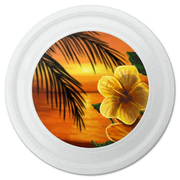 Beach Sunset Hibiscus Flower Hawaiian Novelty 9" Flying Disc