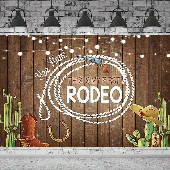 This is My First Rodeo 1st Birthday Backdrop Western Cowboy First Birthday Photography Background Wild West Rustic Wood Boots Baby Shower Party Decorations Banner Supplies Photo Booth Props